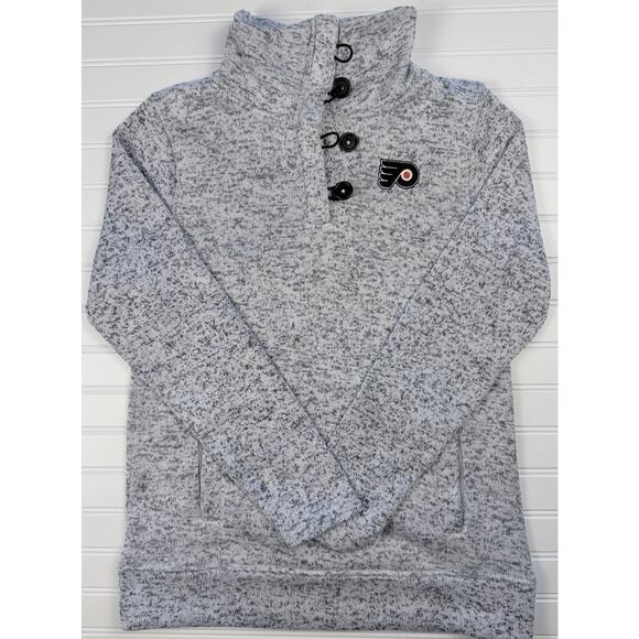 Jackets & Blazers - Philadelphia Flyers Womens Pullover Sweater Gray NHL Button Neck Fleece Size M
